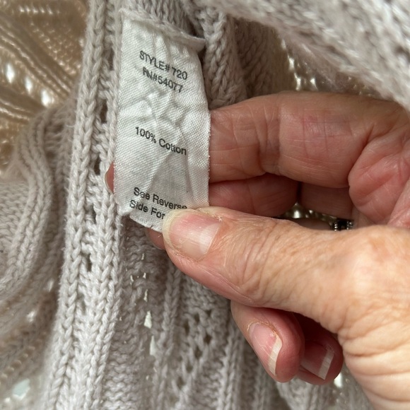 CAbi Cable Knit Cotton Cream Sweater - Picture 4 of 11